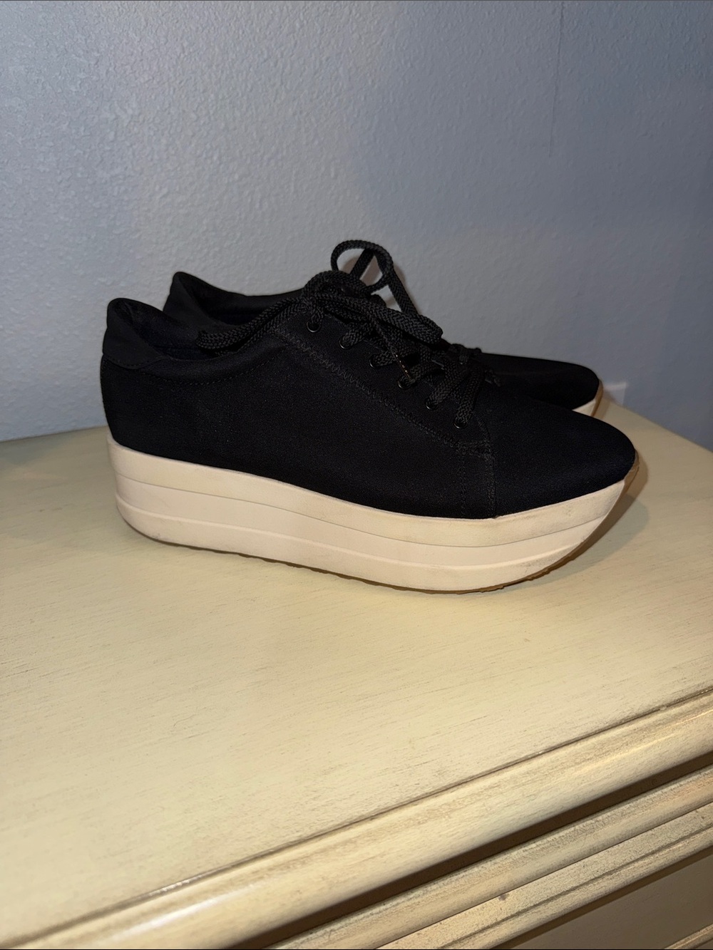Vagabond Black Platform Lace-Up Sneakers with Cream Sole #1000-10